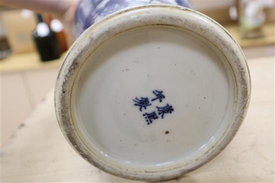 A Chinese blue and white vase, height 39cm, a ginger jar, etc.